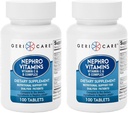 GeriCare Nephro Vitamin C & B Complex Tabletter, 100 greve - Daglig nyrehelse og energi støtte, Immunsystem Boost, Antioksidant beskyttelse og metabolisme støtte (pakke av 2)