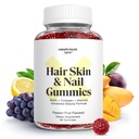 Håret Hud og negler Vitaminer, 6000 mcg Biotin Gummies w/collagen, Passion Frukt Flavored Hår vitaminer, Glutenfri kollagen kosttilskudd (60 greve)