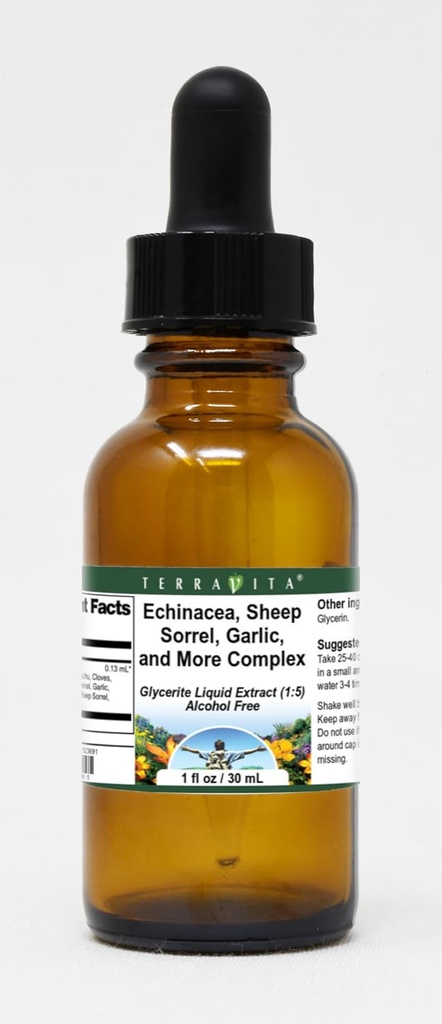 Terravita Echinacea, saue sorrel, hvitløk, og mer komplekse glyceritt flytende ekstrakt (1:5) - Ingen Flavor (1 oz, ZIN: 523691)