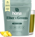 Gut & Superfood Blande, Grønn pulver med prebiotika, Probiotika, Fiber & Naturlig Koffein, Glutenfri, Sukkerfri, Dairy Free, Vegansk Ikke GMO Grønn Superfood Powder, 30 Srvgs