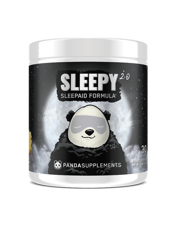 Underground Bio LabsTM Panda SUPPS – Sovery 2.0 Naturlig søvnhjelp Formel: 5mg Melatonin, 300mg GABA, Kamilleekstrakt, (Penge Lemon Te) 30 Serveringer