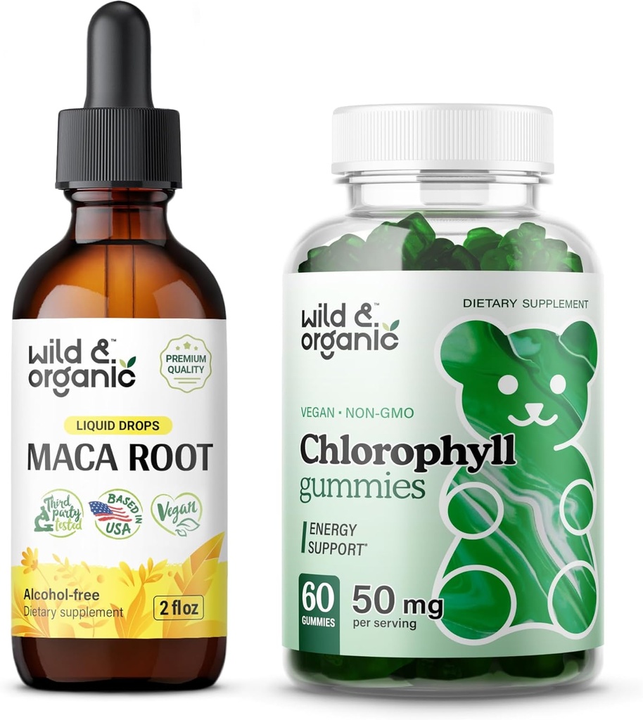Wild & Organic Maca Root Tinktur 2 fl oz & Klorofyll Gummies