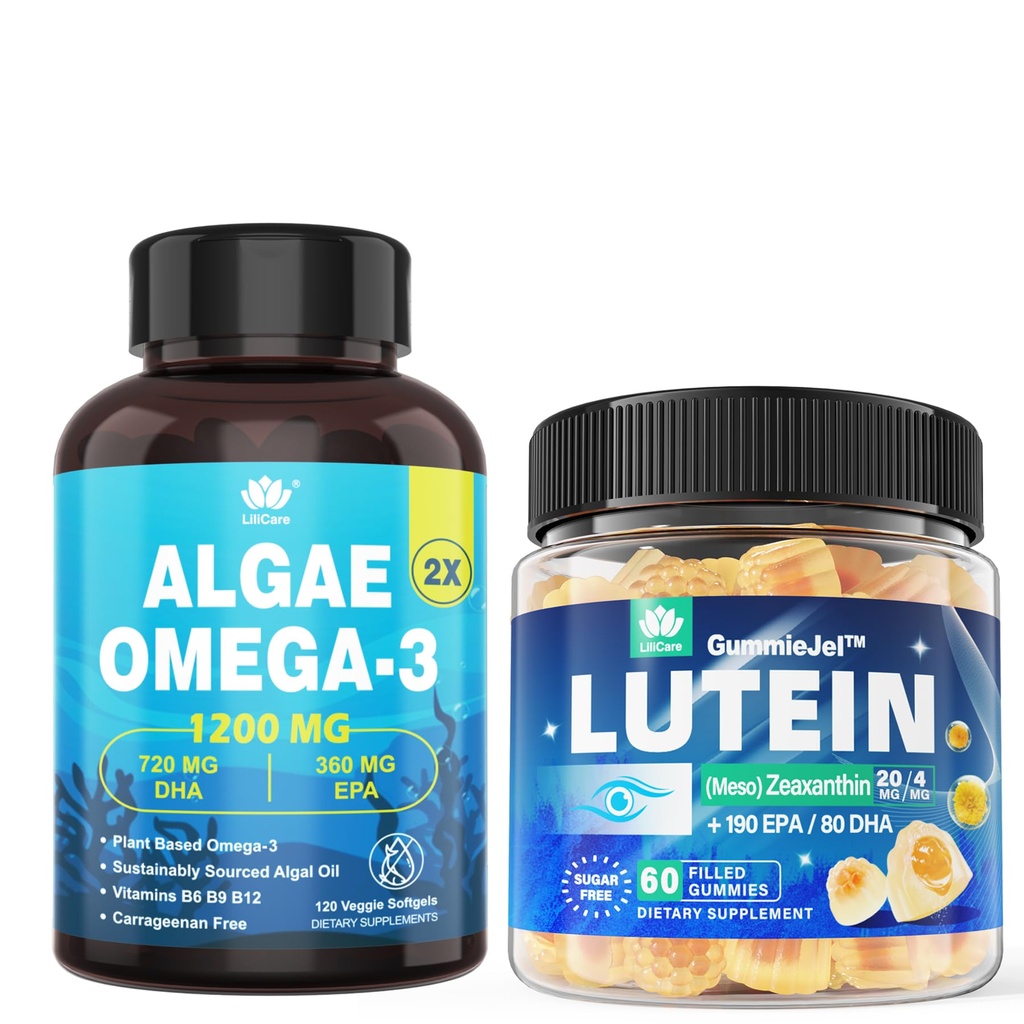 Sukker Gratis Lutein 20 mg 40mg +Vegan Omega 3 DHA EPA