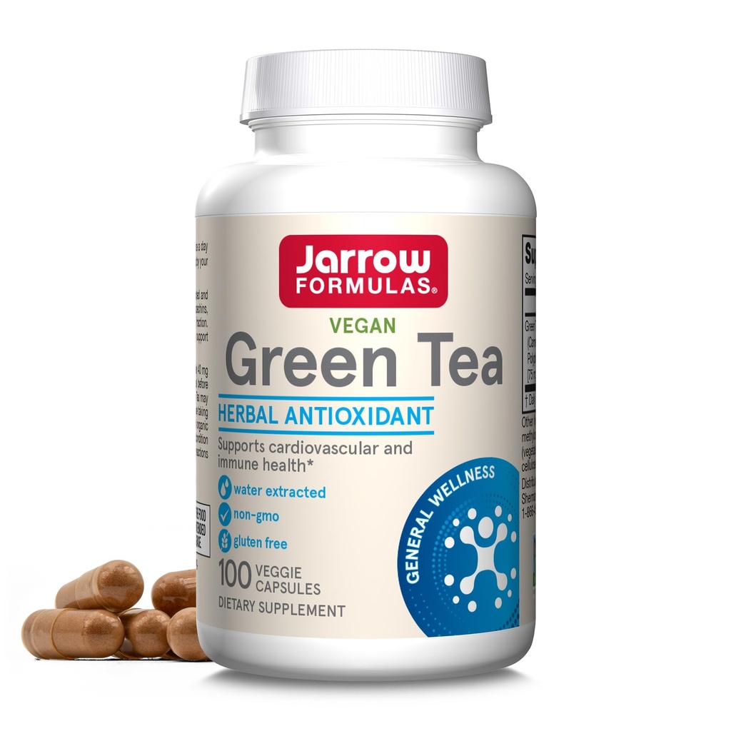 Jarrow Formler Grønn Te Herbal Antioksidant 500 mg, Diett Supplement, Cardiovaskulære og immun helse, 100 kapsler, 100 dagers forsyning