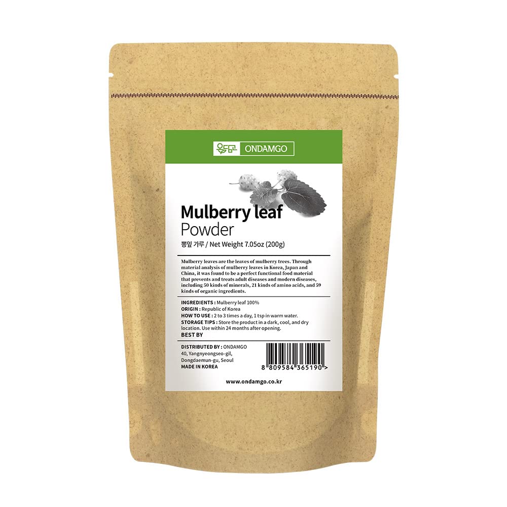 Koreanske Mulberry Leaf pulver 200g Herb Super Food Supplement 7,05 Fl Oz naturlige Fibers for Smoothie, Drikke, Vegansk Vennlig (Mulberry Leaf pulver)