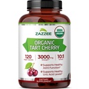 Zazzee USDA Organic Tart Cherry 10:1 Ekstrakt, 3000 mg Styrke, 120 Vegan Capsules, 4 måneders forsyning, Standardisert, Konsentrert 10X Extract, 100% vegetarisk, sertifisert organisk, all-naturlig og ikke-GMO