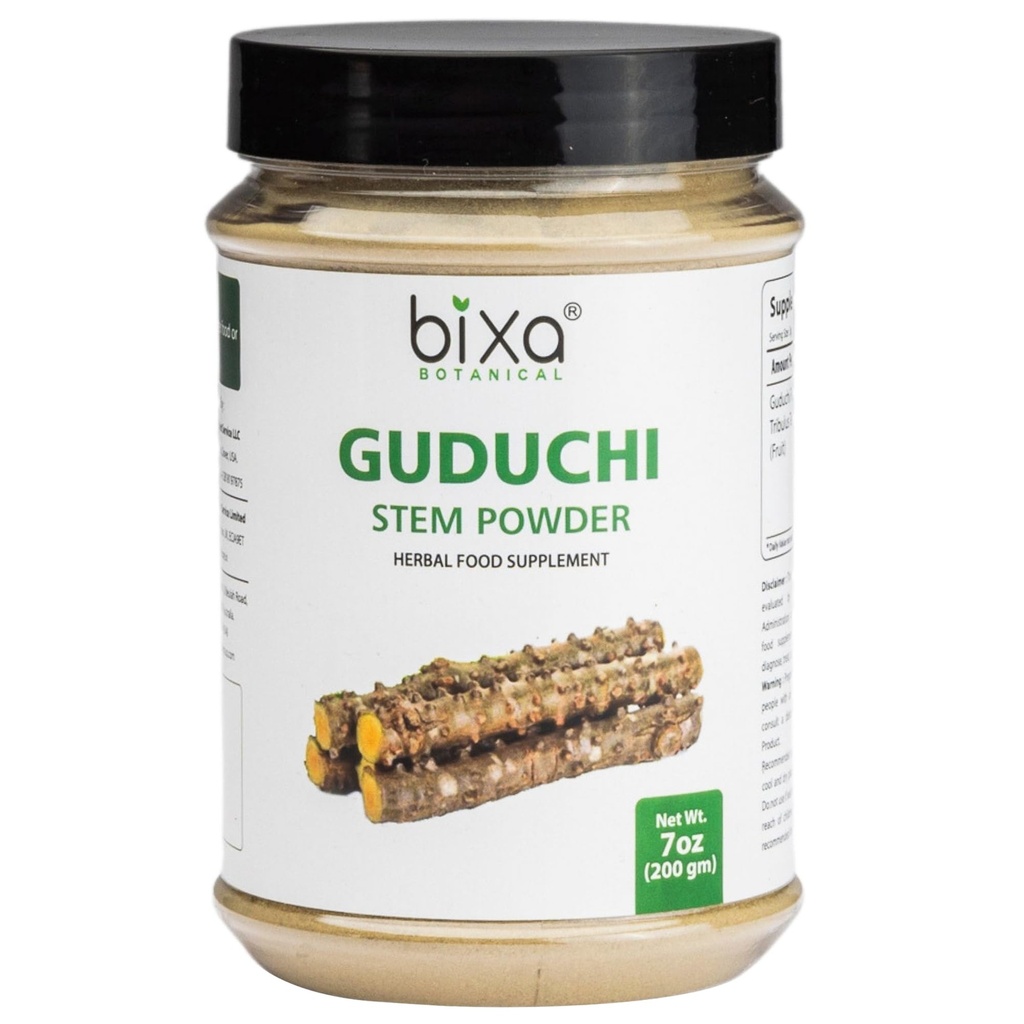 Bixa BOTANICAL Guduchi pulver | Giloy | Tinospora Cordifolia | 200 gram / 7 OZ | Ayurvedic Herbal Supplement for immunitetsstøtte | Glutenfri, ikke-GMO, damp behandlet, vegansk, 100% ren.