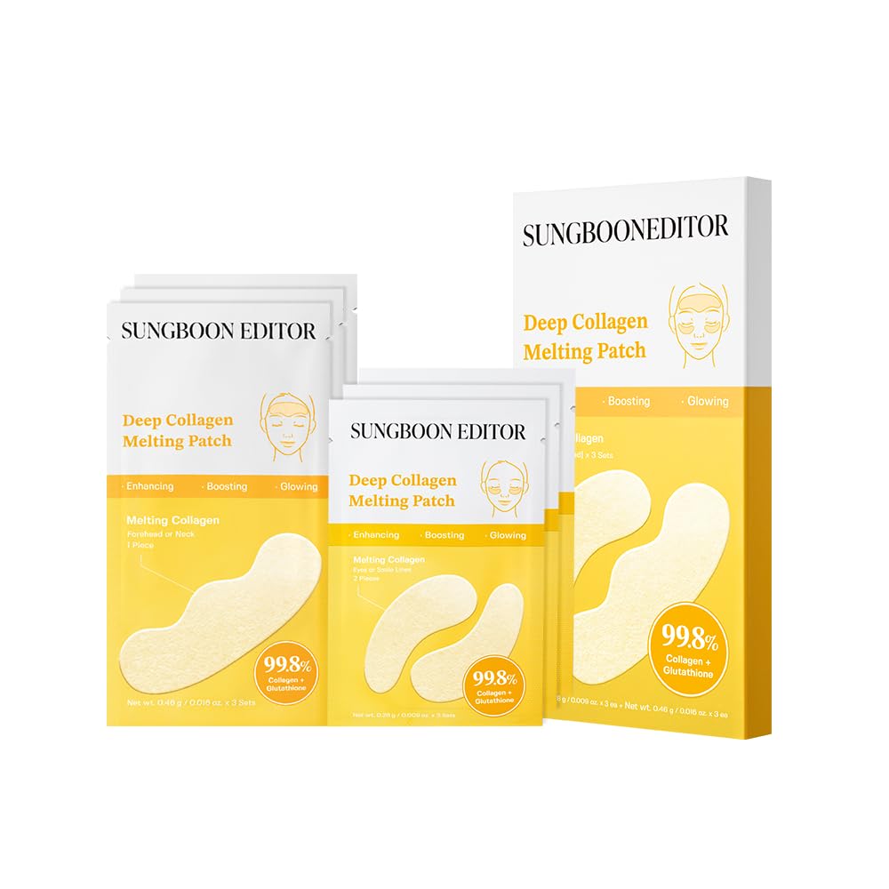 SUNGBOON EDITOR Deep Collagen Smelting Patch | Real Collagen, Glutathione, Glasshud, Hud Firming for dype Wrinkle, Spot Korreksjon, Collagen Patches, Under Øyemaske, Koreansk hudpleie, 1,13 ounces