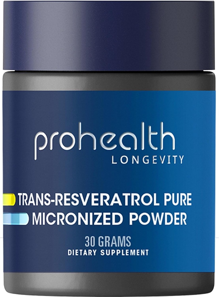 ProHealth Longevity Micronized Trans Resveratrol pulver 30 gram - 98% ren farmasøytisk klasse, 1000 mg per Scoop, overlegen absorpsjon og biotilgjengelighet