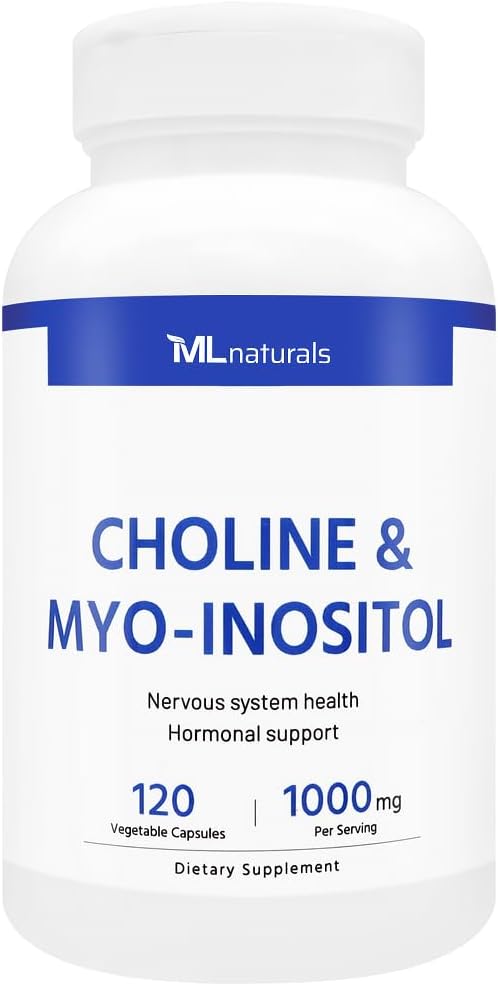 ML Naturals Choline & Myo-Inositol 120 Grønnsaker Kapsler, NSF-sertifisert og cGMP-Compliant