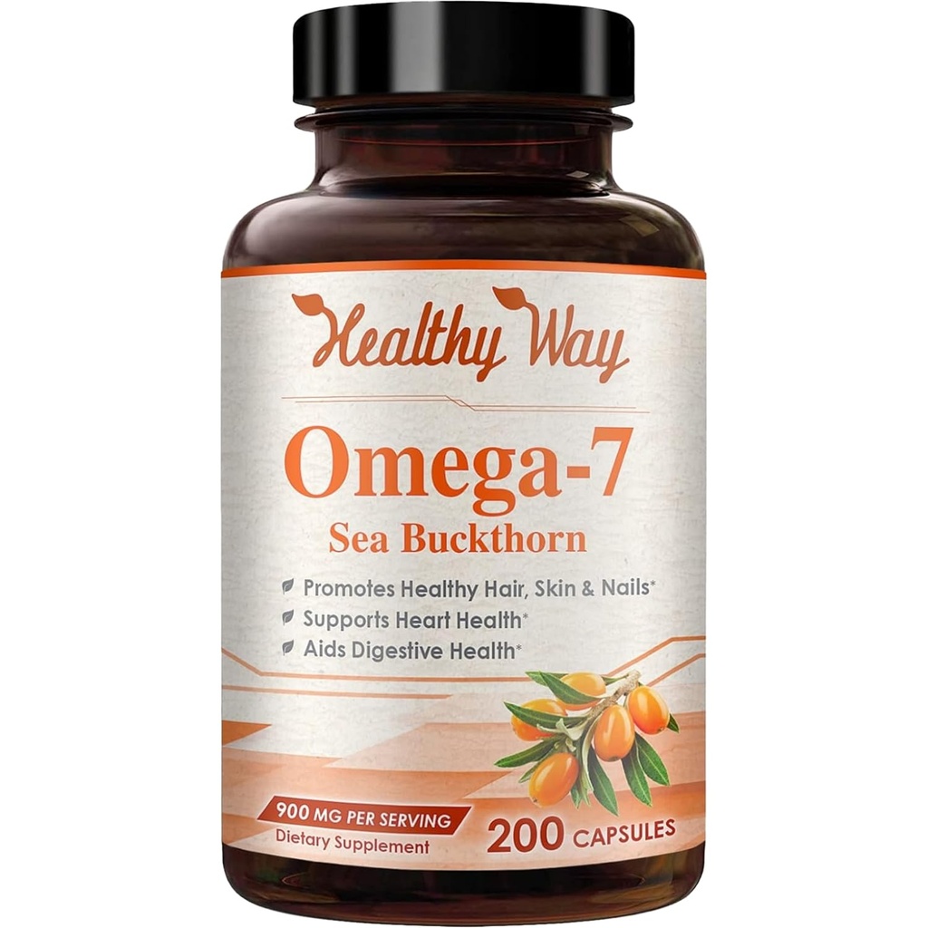 Ren Omega 7 fettsyrer 200 kapsler 900mg naturlig sjø buckthorn olje, NON-GMO USA laget