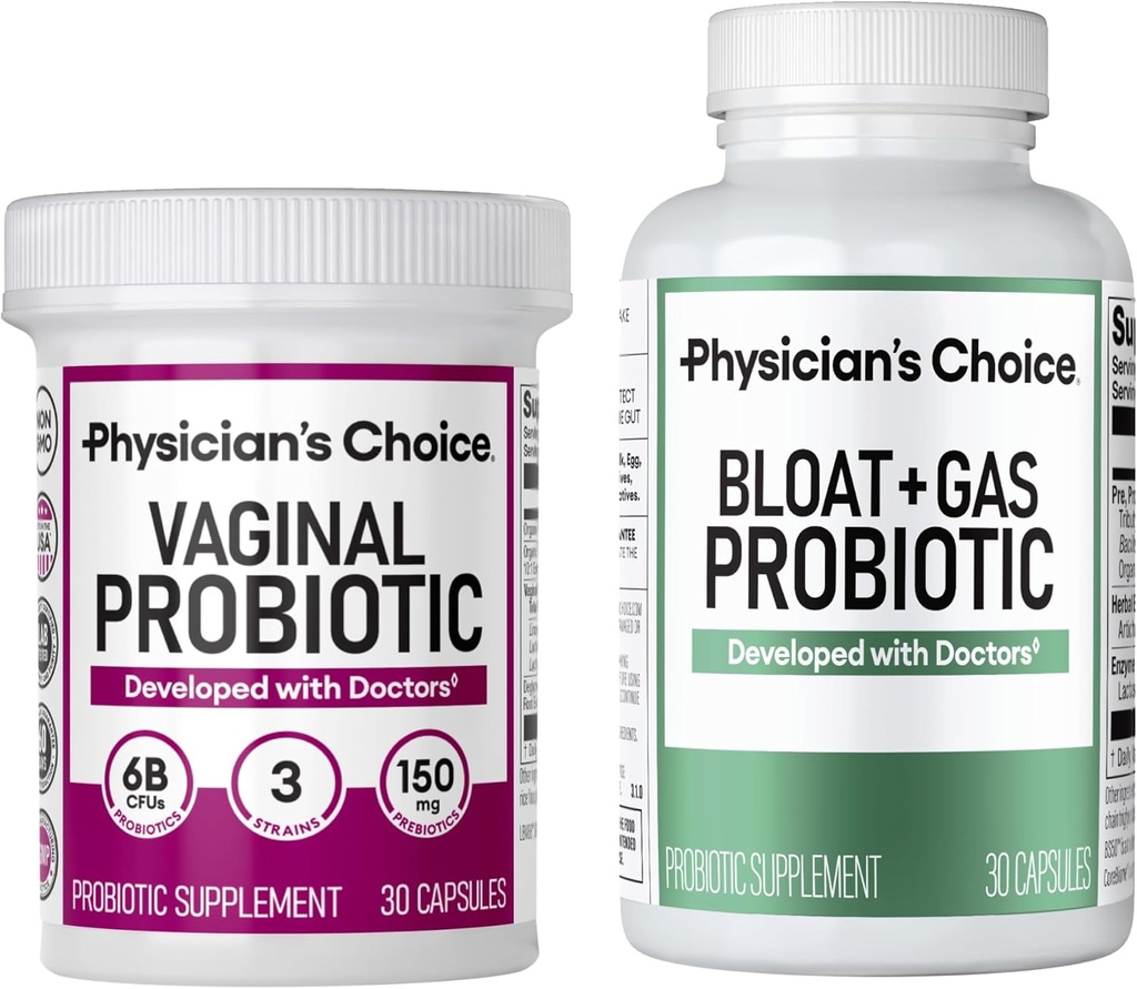 Legens CHOICE Vaginal Wellness Probiotic 30ct + Bloat & Gas Probiotic 30ct - månedlig relief Combo for kvinner