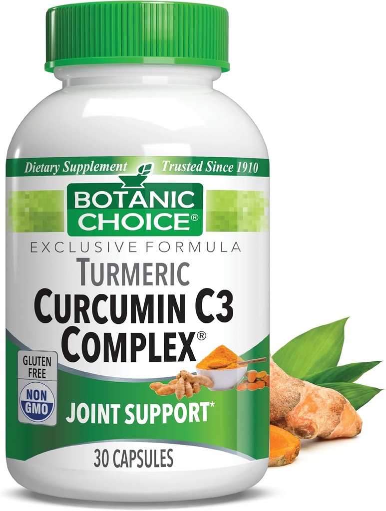 Botanisk valg Curcumin C3 Kompleks med Bioperine - voksen daglig supplement - 30 piller