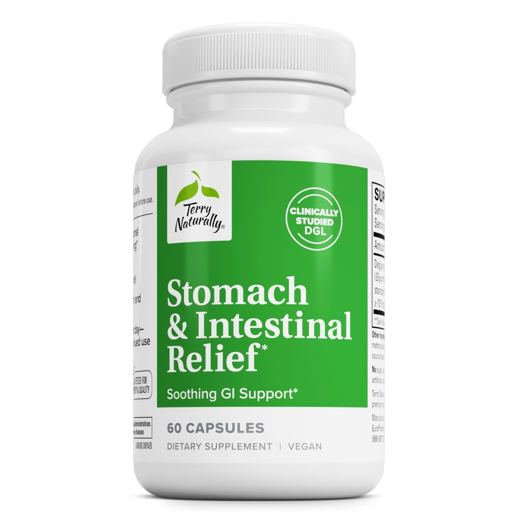 Terry naturlig mage og intestinell relief - Supplement til å hjelpe digestiv helse og intestinal lakkering - Hjelpemidler mot tilfeldige digestiv discomfort til soote mage - 60 kapsler