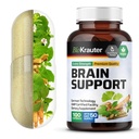 BIO KRAUTER Brain Support Supplement - 100 greve - 1300 mg Blanding av Ashwagandha, Panax Ginseng og Ginkgo Biloba - Vegan, Ingen Fyllere