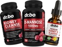 Nyre Cleans & D Mannose Supplements - Nyre Detox & Blader støtte flytende dråper Supplement, D-Mannose 500mg 1000mg Kapsler - DMannose Cranberry, Støtte Nyre, Blader & Urin Tract Helse