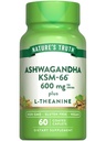 Naturens sannhet KSM-66 Ashwagandha | 60 Caplets | med L-Theanine | Vegansk, ikke-GMO, & Glutenfri supplement