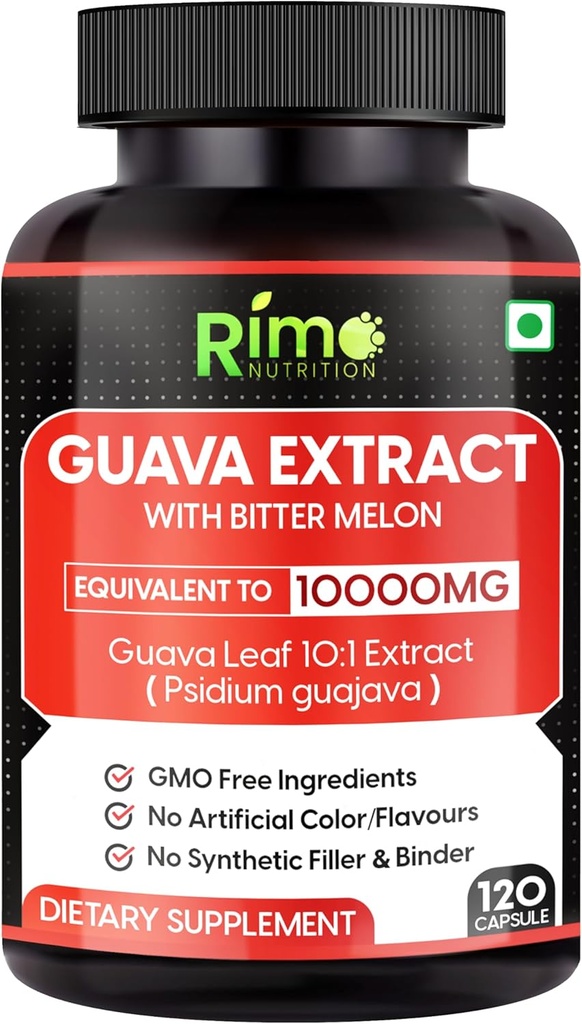 Guava Leaf Ekstrakt med biter Melon 120 Veg Kapsler 1000 mg Per servering (120 Kapsler, Guava)
