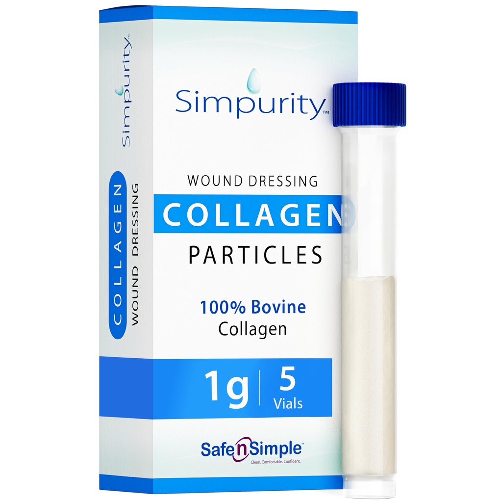 Powdered collagen sår kjole - boks med pulver vial 1g, 5 pakke - sår healing supplement i vialer - healing collagen kjole for sår - pulver kollagen sår healing kosttilskudd