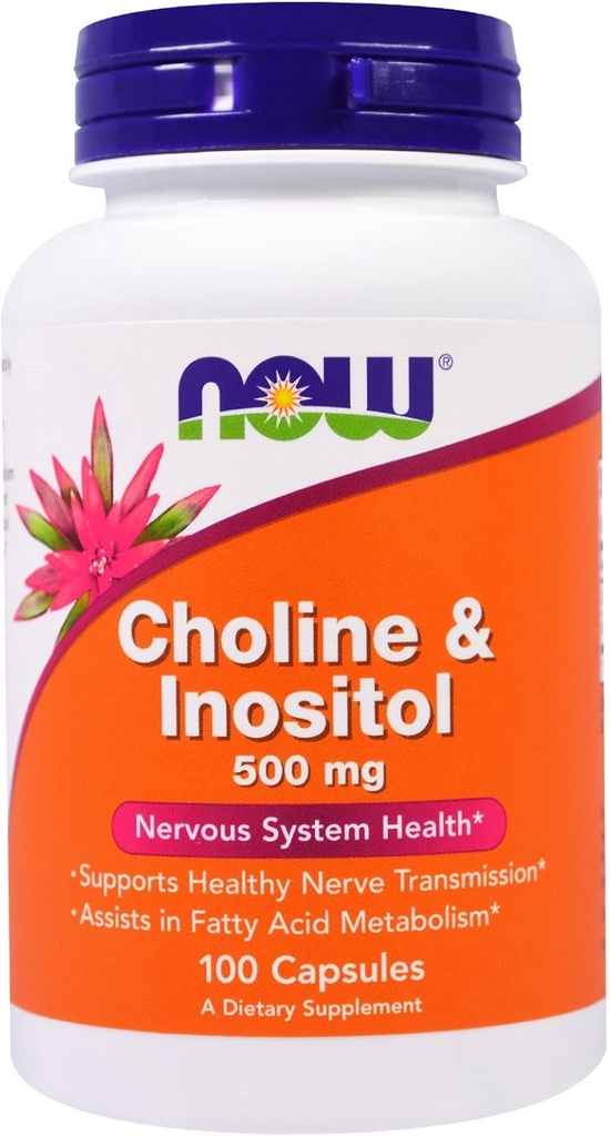 Nå Mat Nå Matvarer, (3 Pakke) Choline & Inositol, 500 mg, 100 Kapsler