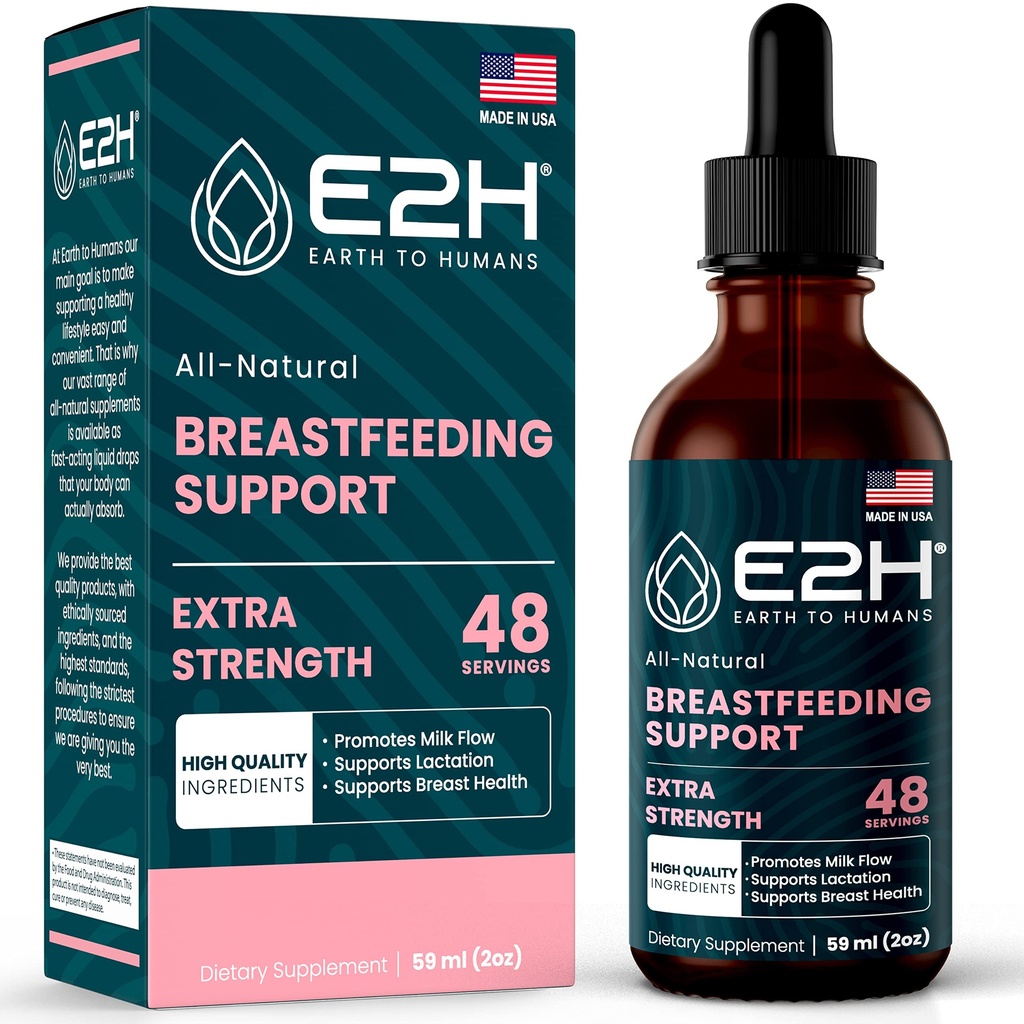 E2H Amming Supplement og Lactation Support - Flytende Lactation Supplement - Inneholder Fenugreek, Melke Thistle, Fennel og mer - Ingen alkohol - Vegan - 2 Fl Oz