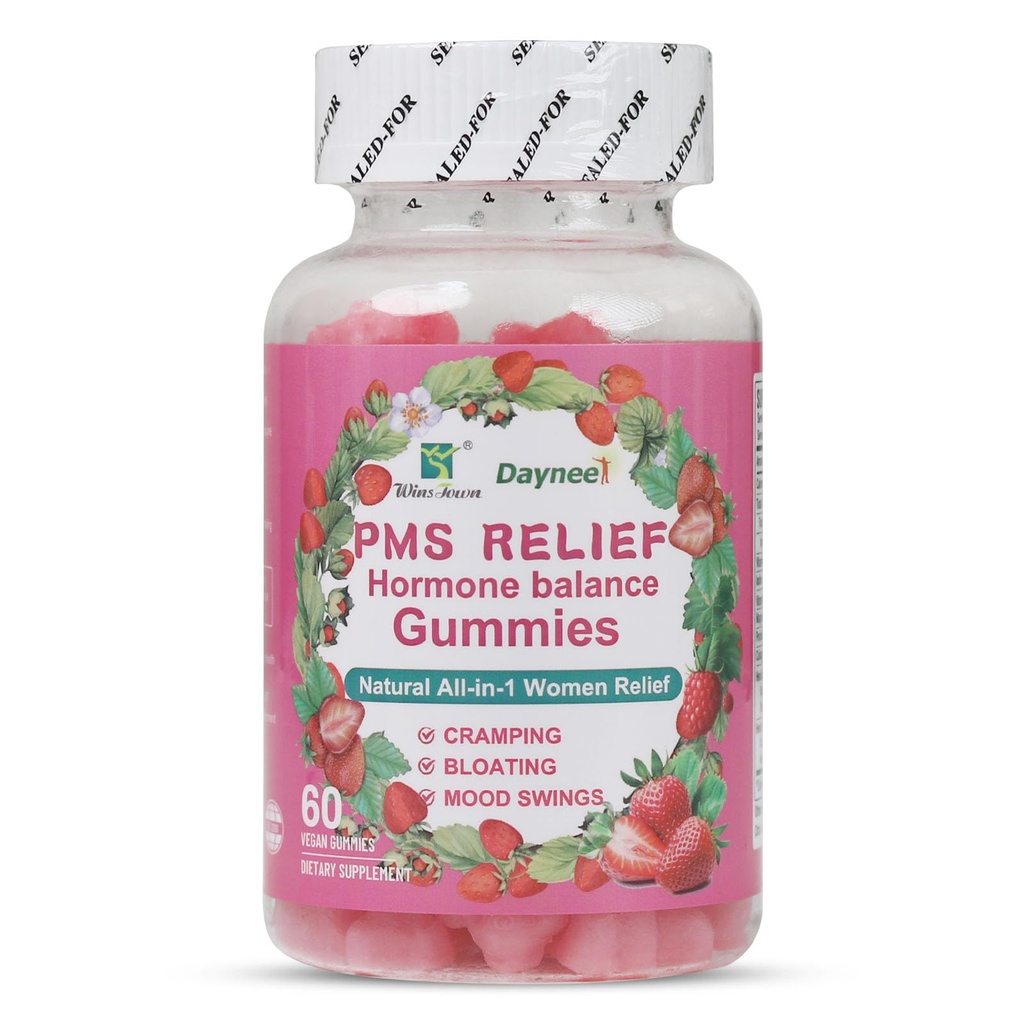 PMS Relief Hormon Balance Gummies, Menstruell Cramp Relief & Menopausal Support, 60 greve