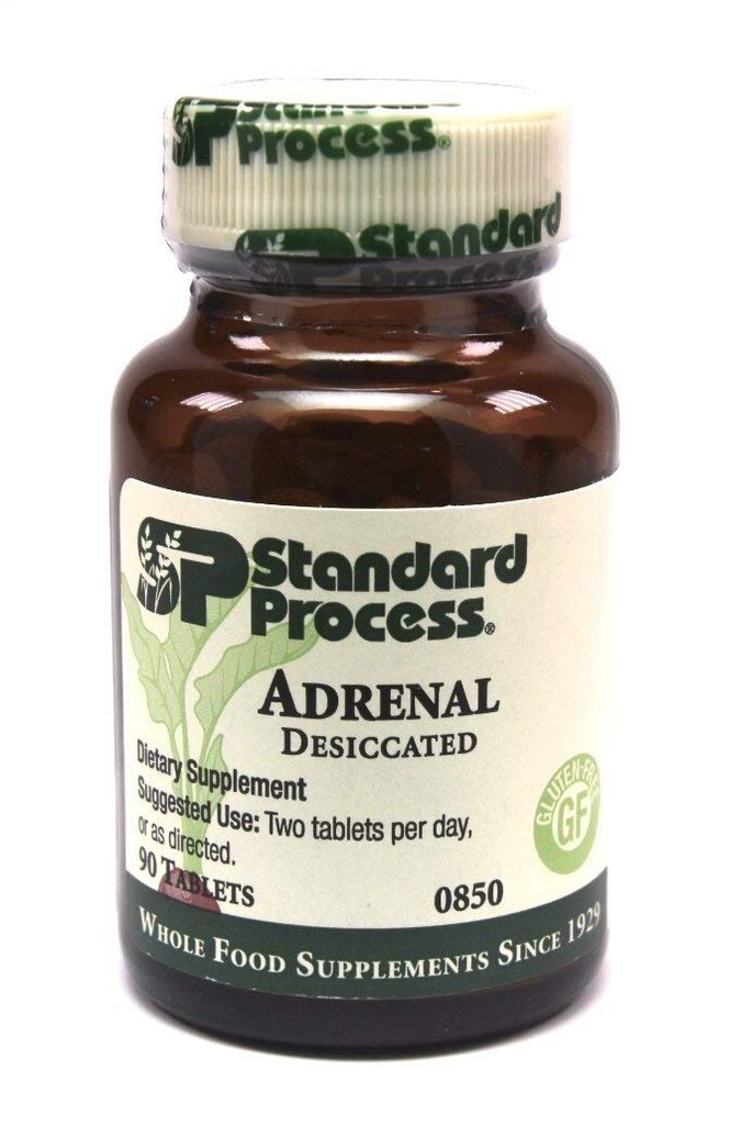 Standard prosess- Adrenal Desicated / Adrenal støtte for energiproduksjon, immunsystemfunksjon og adrenal helse, glutenfri, 90 tabletter