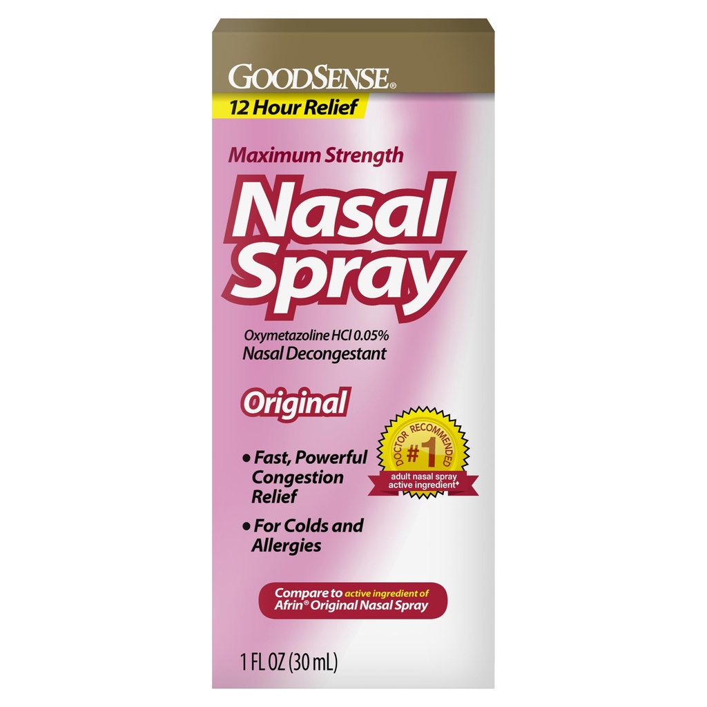 GoodSense Maksimal styrke Nasal Spray, rask kraftig kongessjonsrelief for kulde og allergier, 1 Fluid Ounce