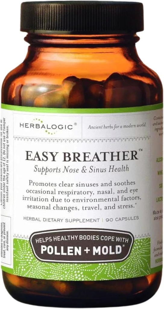 Herbaological - Easy Breather Herb Capsules - Støtter Nese & Sinus Helse - Hjelper Sunn Bodies Cope med Pollen & Mold - Basert på den tradisjonelle kinesiske Formel Yu Ping Fang San - 90 Cap Count