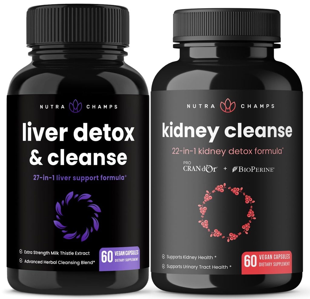 NutraChamps Liver Cleanse Capsules og Nyre Cleanse Capsules 2 Pack Bundle