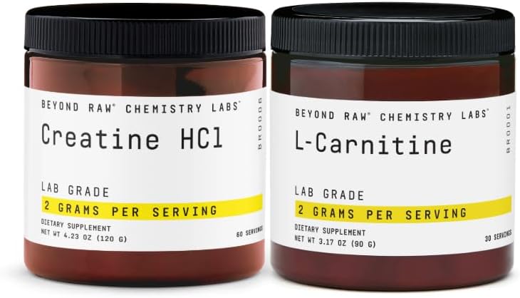 Beyond RAW Kreatin HCL pulver + L-karnitin pulver bunke