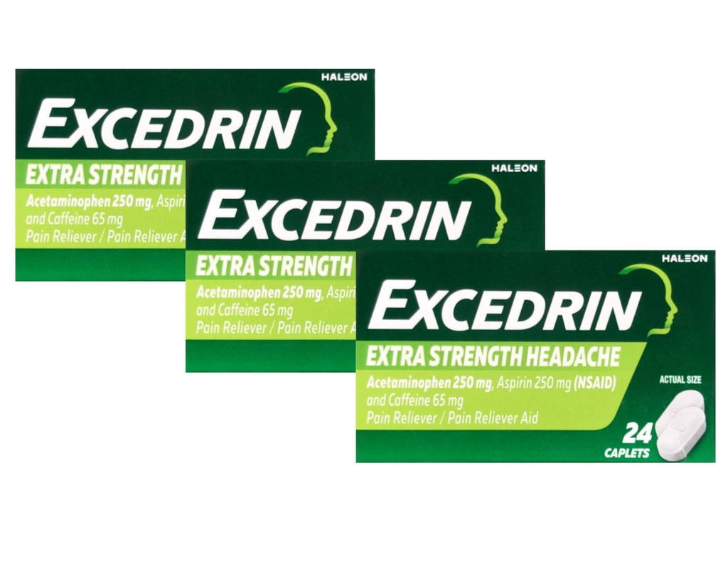 Excedrin ekstra styrke - 24 kapler, pakke med 3