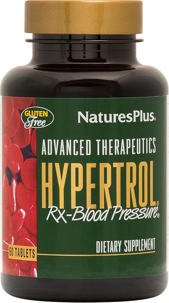 Natures Plus Advanced Therapeutics Hypertrol Rx Blood Pressure - 60 vegetariske tabletter - Magnesium & Chromium Supplement med Botaniske urter - Glutenfri - 30 Services
