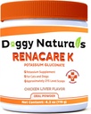 RenaCare K er for renal K (Potassium gluconate) Kalium Supplement pulver for hunder og katter, (4 oz) med kylling lever flavor - 215 nivå scoop (Made er USA)