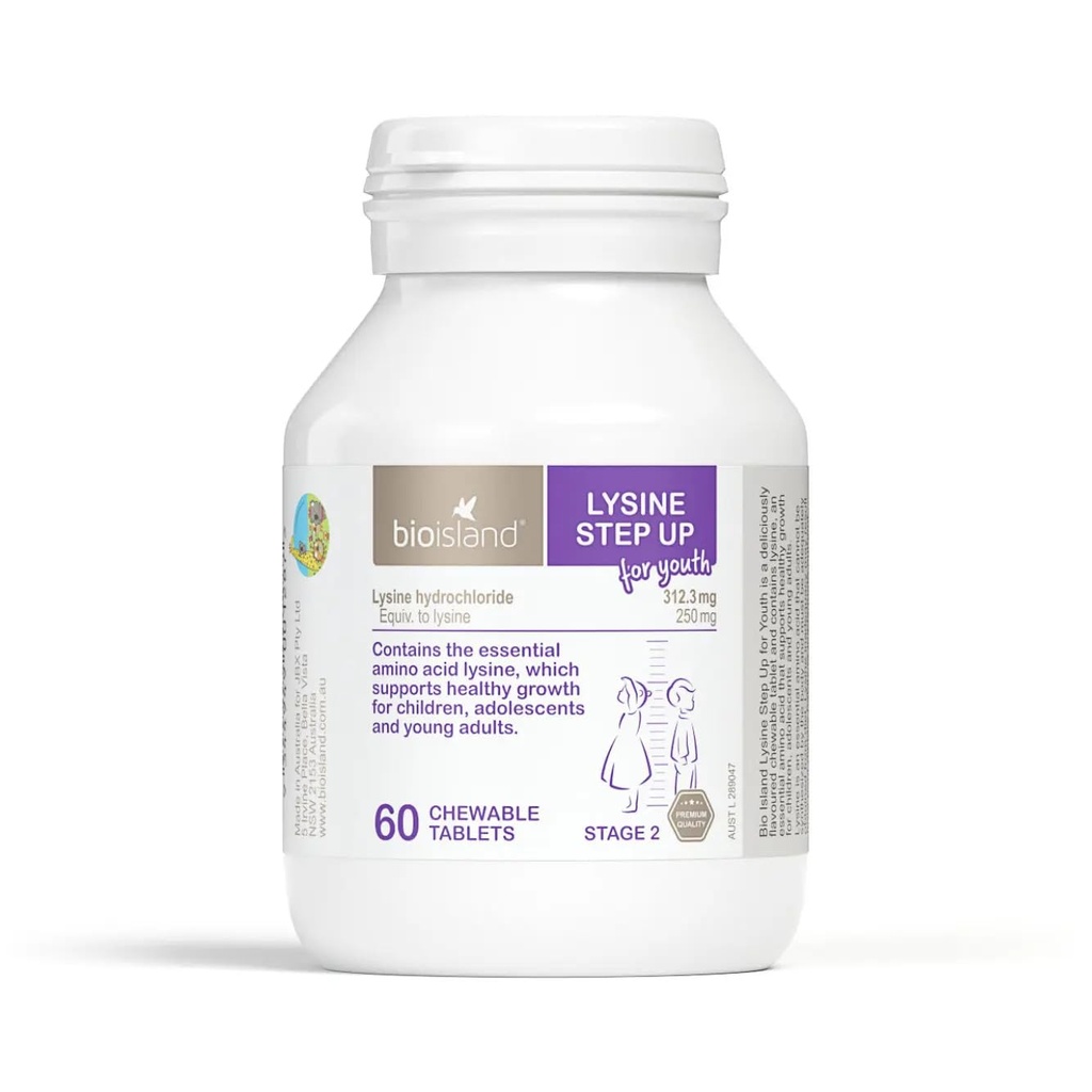 Bio Island Lysin steg opp for ungdom 60 Chewable tabletter