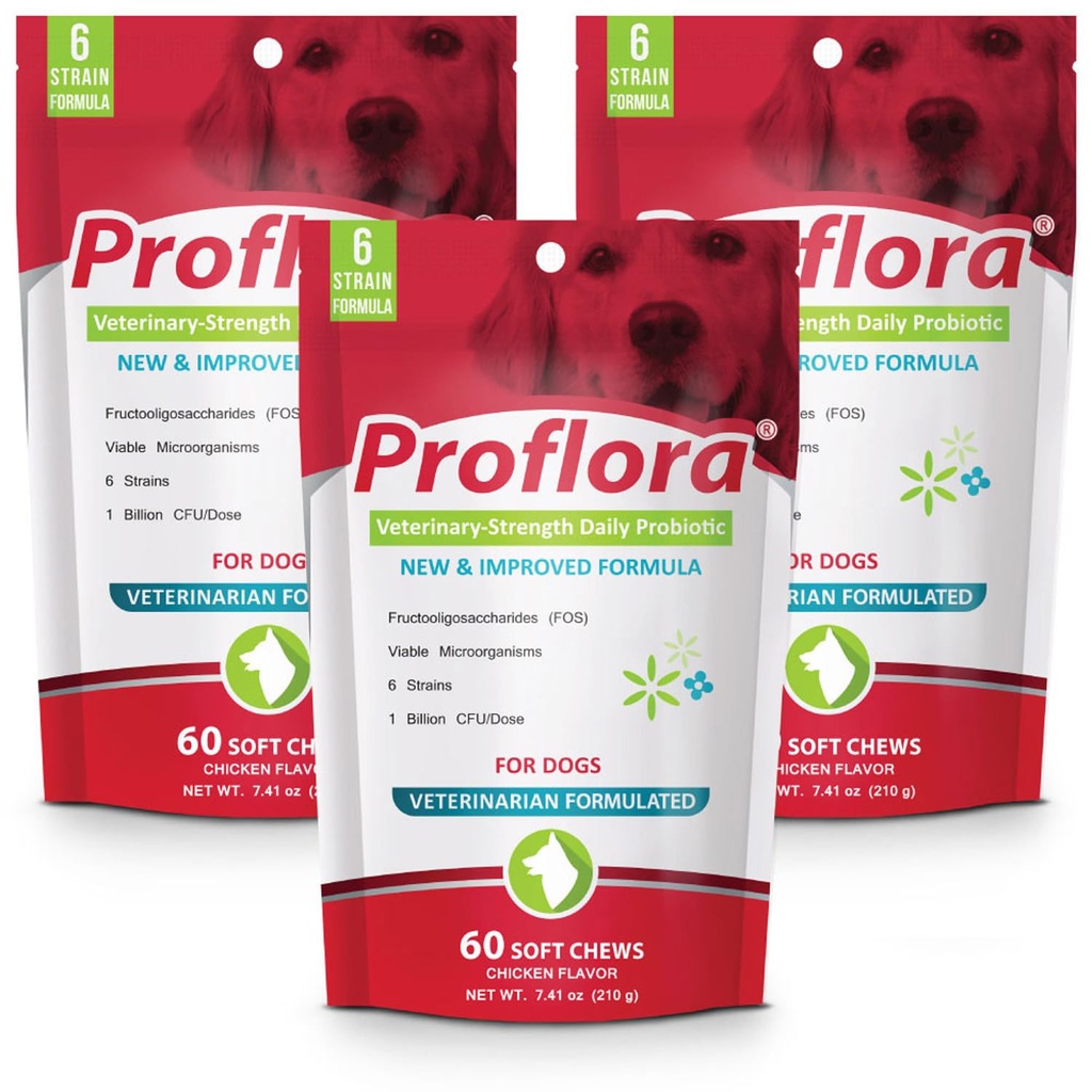 Proflora Probiotic Soft Chews for hunder - Veterinær-Styrke Daily Probiotic - Digestions Helse - Økt immunsystem - Hud og Coat Helse - 180 Myke Chews