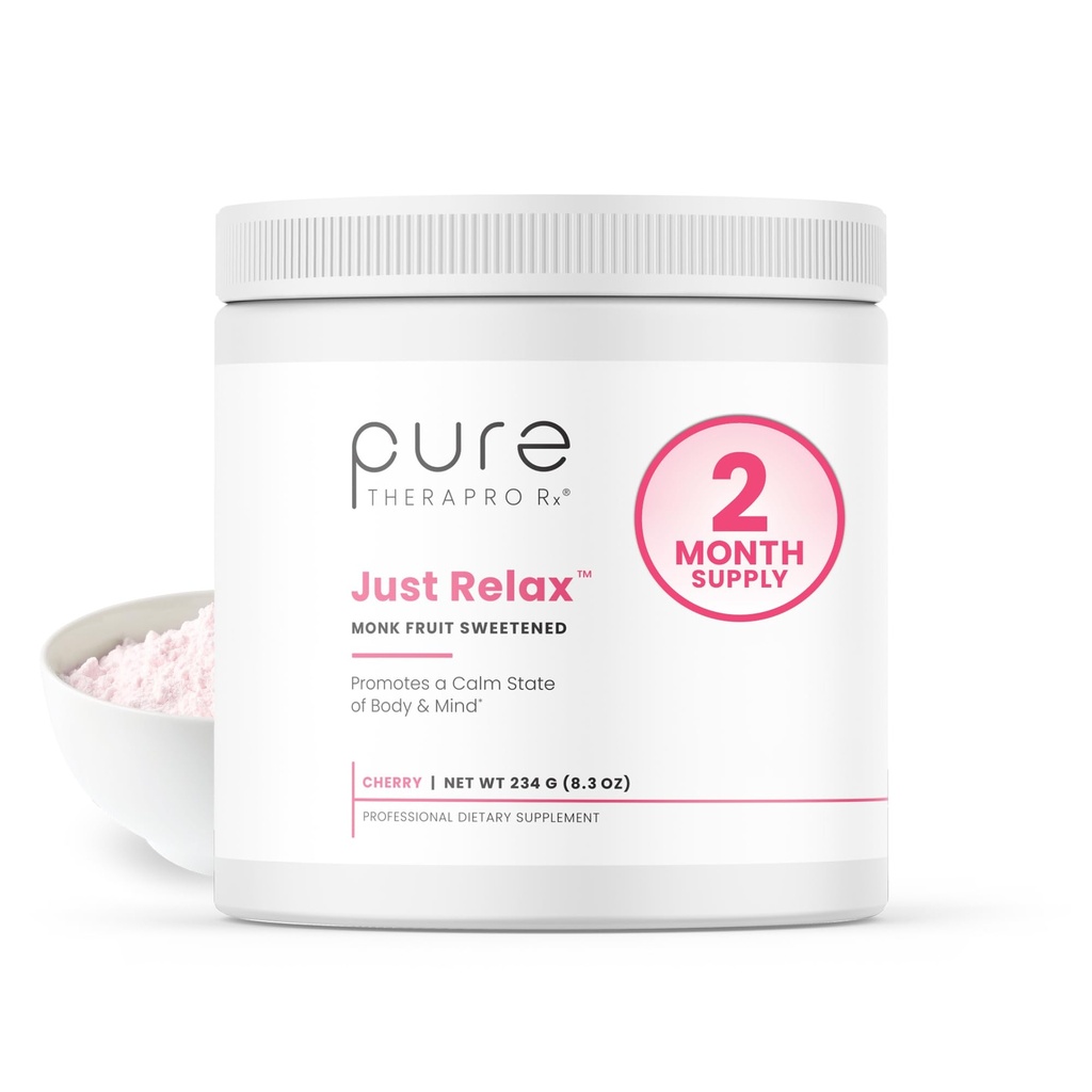 Pure Therapro Rx Bare slappe av Cherry - 60 Serveringer | Støtter avslappet humør og sunnt blodtrykk | Myo-inositol, Di-Magnesium Malate, GABA, Taurin, & L-Theanine