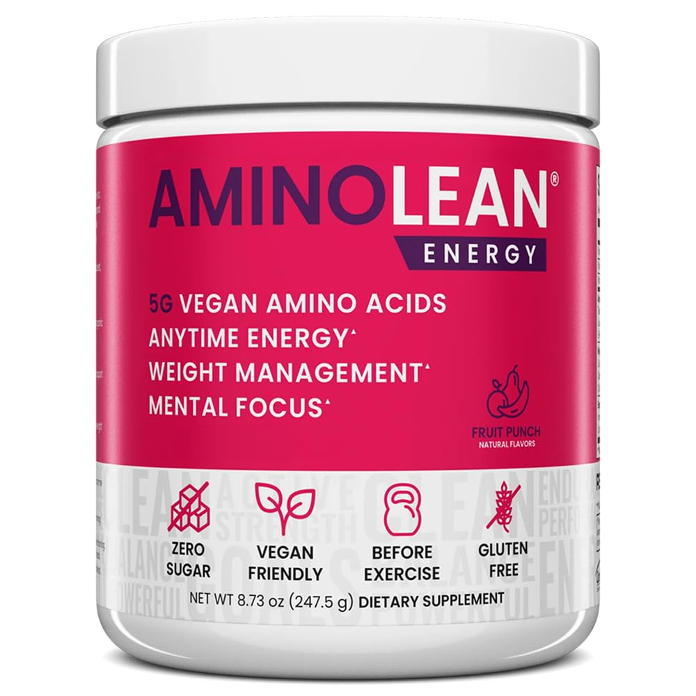 RSP NUTRITION AminoLean pre trening pulver, Amino energi og vektkontroll med vegansk BCAA Aminosyrer, naturlig koffein, preworkout Boost for menn og kvinner, 30 Serv