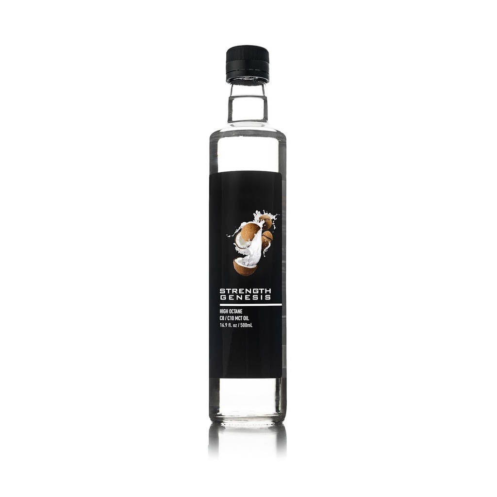 Premium MCT olje høy oktan C8 C10 MCT olje 500ML BPA gratis glassflaske | Best MCT keto kaffe, te, smoothies | ren MCT kokosolje 60% C8 40% C10 ikke-GMO kokosnøtter Glutenfri uberørt