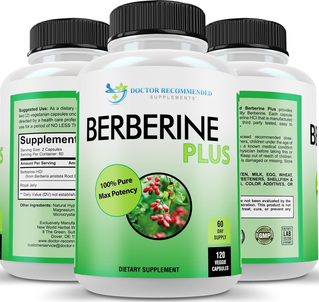 DOKTOR FORSVARER Berberine Plus 1200mg Per servering - 120 Veggie kapsler med Royal Jelly