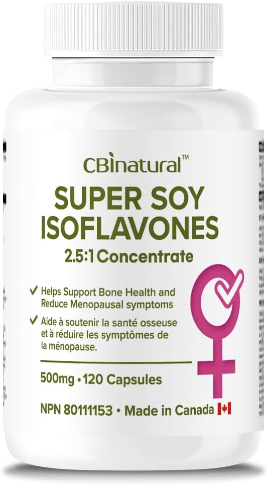 Soja Isoflavoner 2.5:1 Ekstrakt 500 mg (1250 mg tilsvarende), støtter kvinners velvære, 120 vegankapsler, 4-måneders forsyning, ikke-GMO, Glutenfri