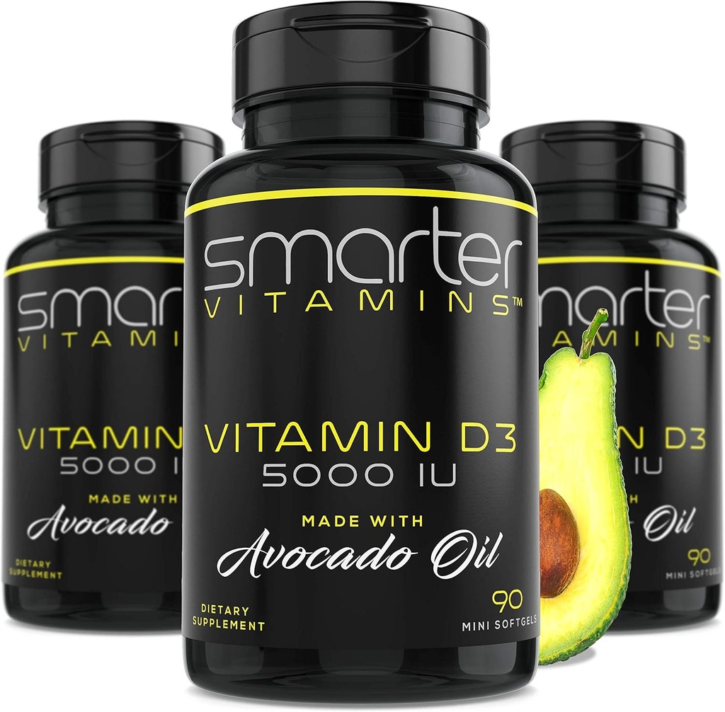 (3 Pakke) Smartere vitamin D3 5000 IU i Avocado Oil 125mcg 270 Mini Softgels