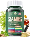 Sjø Moss 12000mg Svart Seed Oil 6000mg Ashwagandha 3000mg Turmeric 1000mg Bladerwrack 2000mg Burdock 3000mg & vitamin C & D3 med Elderberry Manuka Dandelion Yellow Dock Iodine Klorofyll ACV
