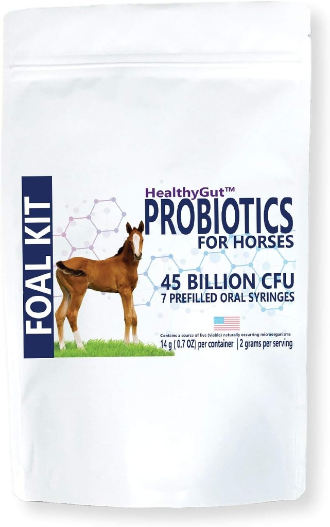HealthyGut Foal Kit for hester kosttilskudd, all-naturlig formel (14 g)