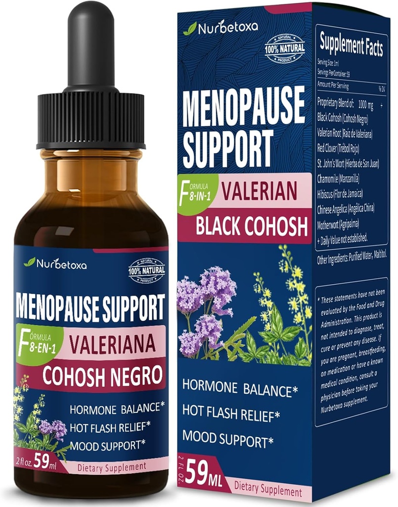 Diett Supplement Menopause Support Drops, Estroven Menopause Relief Tinktur for Hot Flashs & Night Sweats med svart cohosh, Valerian. 2oz