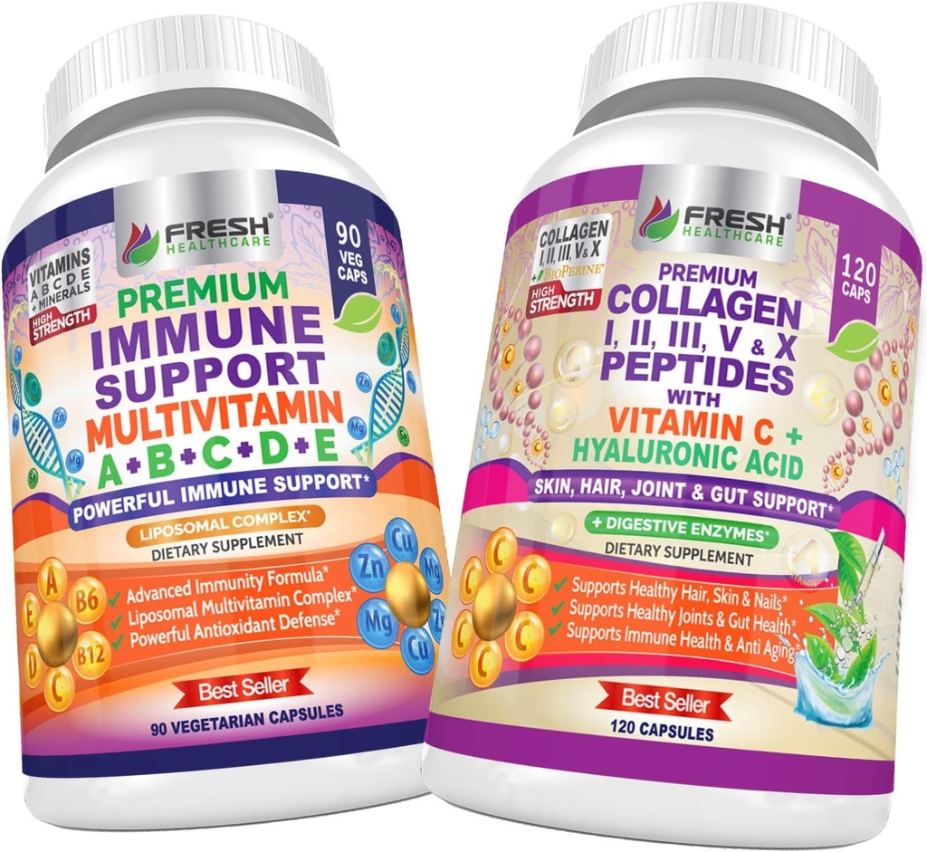 FRESH HealthyCARE Immune Multivitamin og Collage Peptider - Bundle
