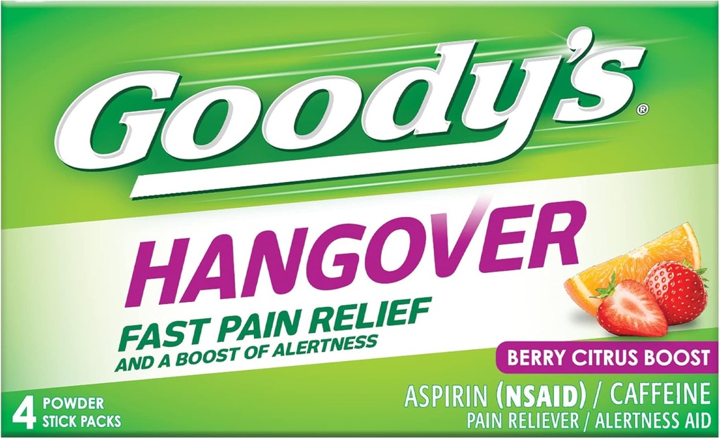 Goody's Hangover pulvere, rask smerte relief og økning av varsling Berry Citrus, 4 ct (pakke med 1)