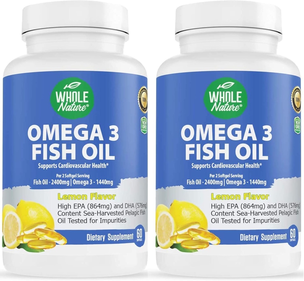Omega 3 Fish Oil Supplements, maksimal styrke 2400 mg Omega-3, 1440mg Fish Oil, EPA og DHA fettsyrer, hjerte, hjerne og immunstøtte for kvinner og menn.