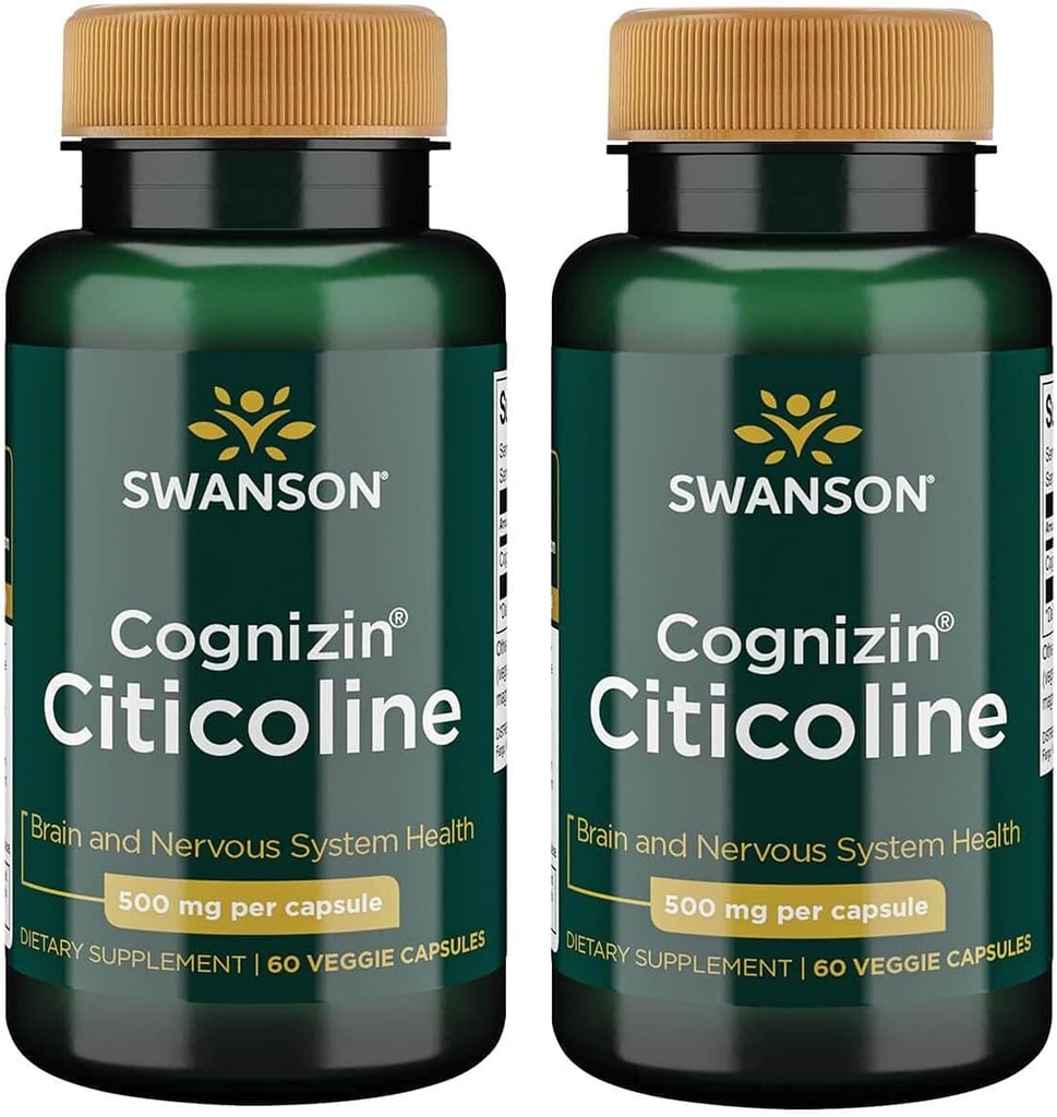 Swanson Cognizin Citicoline 1000 Milligrams 60 Veg Kapsler (2 Pakke)