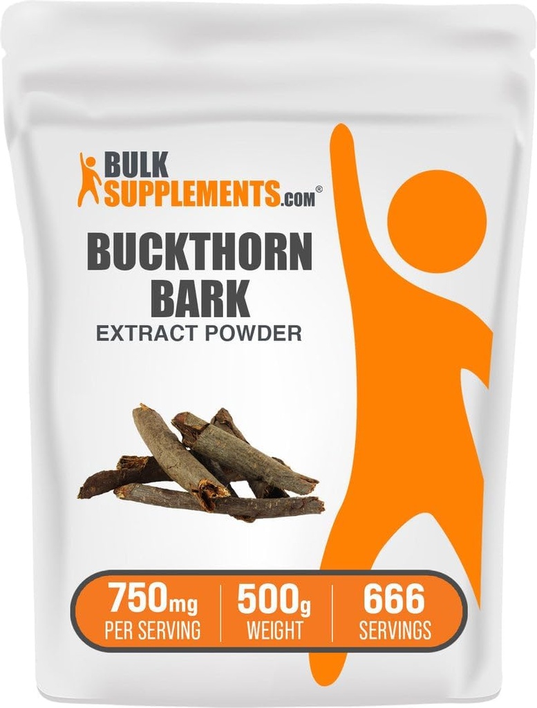 BulkSupplements.com Buckthorn Bark Ekstrakt pulver - Buckthorn Bark pulver, Herbal Supplement - Vegan & Glutenfri, 750 mg per servering, 500g (1,1 lbs) (Pack of 1)